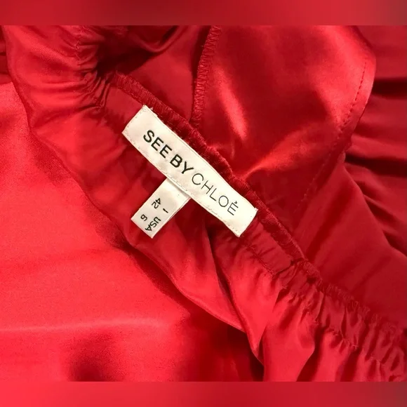 See By Chloe Red Ruffle Blouse - Picture 5 of 5